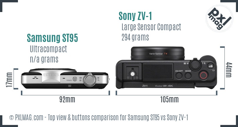 Samsung ST95 vs Sony ZV-1 top view buttons comparison
