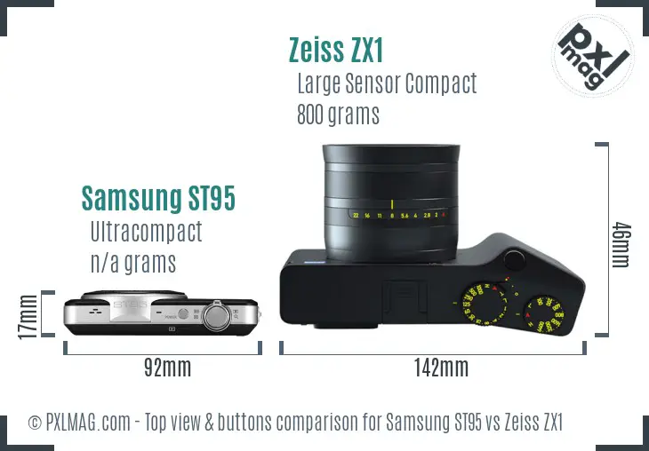 Samsung ST95 vs Zeiss ZX1 top view buttons comparison Samsung ST95 vs Zeiss ZX1 top view buttons comparison