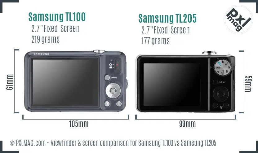 Samsung TL100 vs Samsung TL205 Screen and Viewfinder comparison
