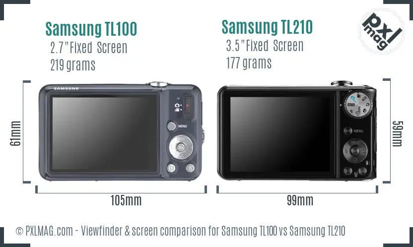 Samsung TL100 vs Samsung TL210 Screen and Viewfinder comparison