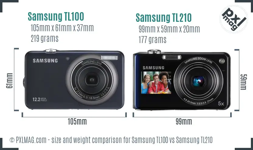 Samsung TL100 vs Samsung TL210 size comparison
