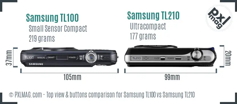 Samsung TL100 vs Samsung TL210 top view buttons comparison
