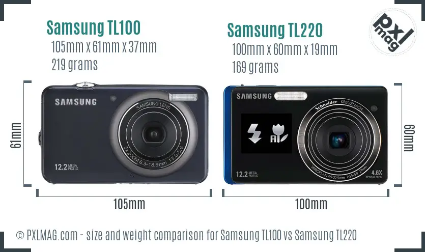 Samsung TL100 vs Samsung TL220 size comparison