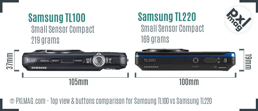Samsung TL100 vs Samsung TL220 top view buttons comparison