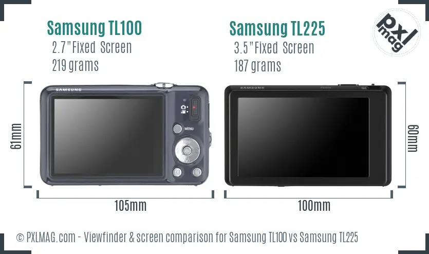 Samsung TL100 vs Samsung TL225 Screen and Viewfinder comparison