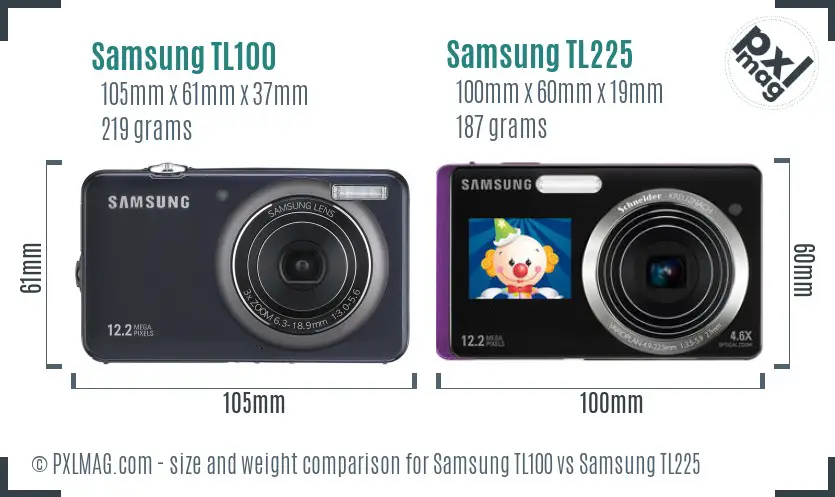 Samsung TL100 vs Samsung TL225 size comparison