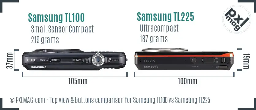 Samsung TL100 vs Samsung TL225 top view buttons comparison