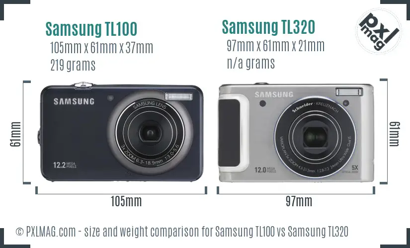 Samsung TL100 vs Samsung TL320 size comparison