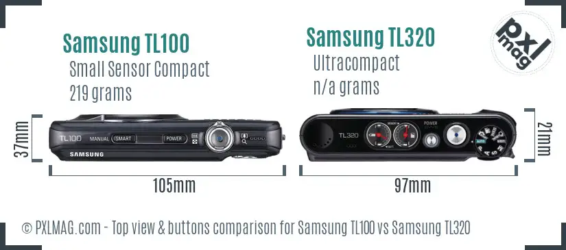 Samsung TL100 vs Samsung TL320 top view buttons comparison