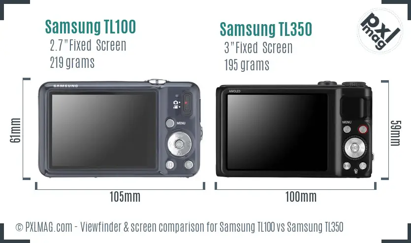 Samsung TL100 vs Samsung TL350 Screen and Viewfinder comparison