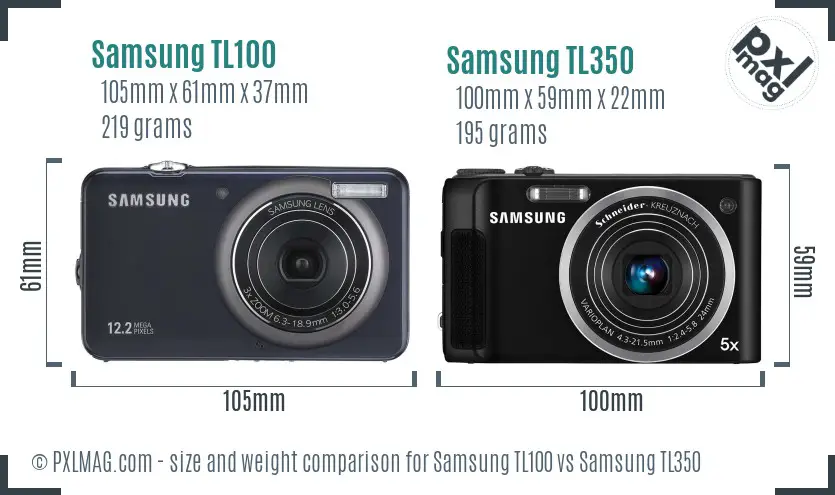 Samsung TL100 vs Samsung TL350 size comparison