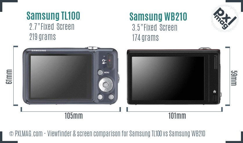 Samsung TL100 vs Samsung WB210 Screen and Viewfinder comparison