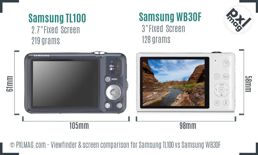 Samsung TL100 vs Samsung WB30F Screen and Viewfinder comparison