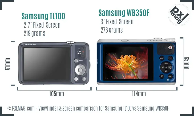 Samsung TL100 vs Samsung WB350F Screen and Viewfinder comparison