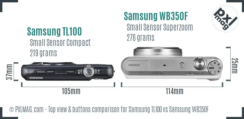 Samsung TL100 vs Samsung WB350F top view buttons comparison