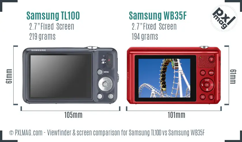 Samsung TL100 vs Samsung WB35F Screen and Viewfinder comparison