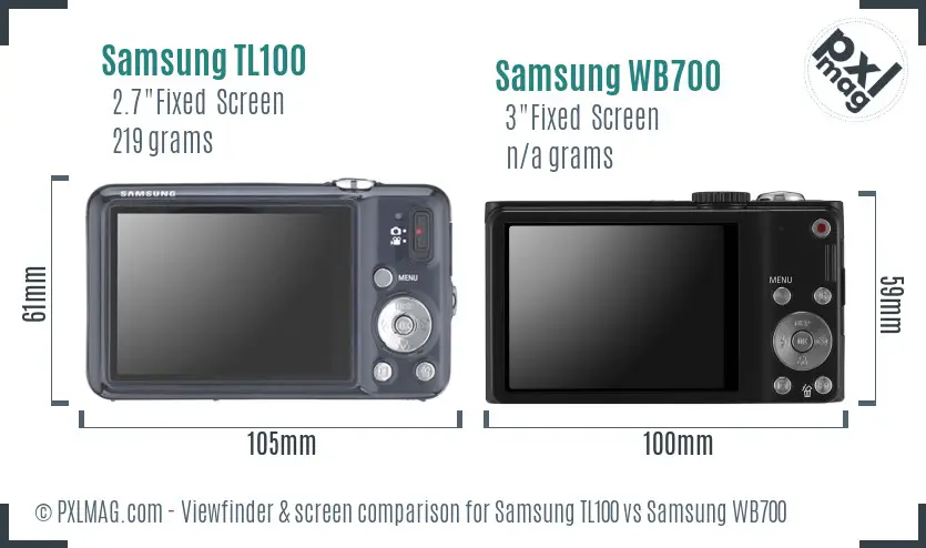 Samsung TL100 vs Samsung WB700 Screen and Viewfinder comparison