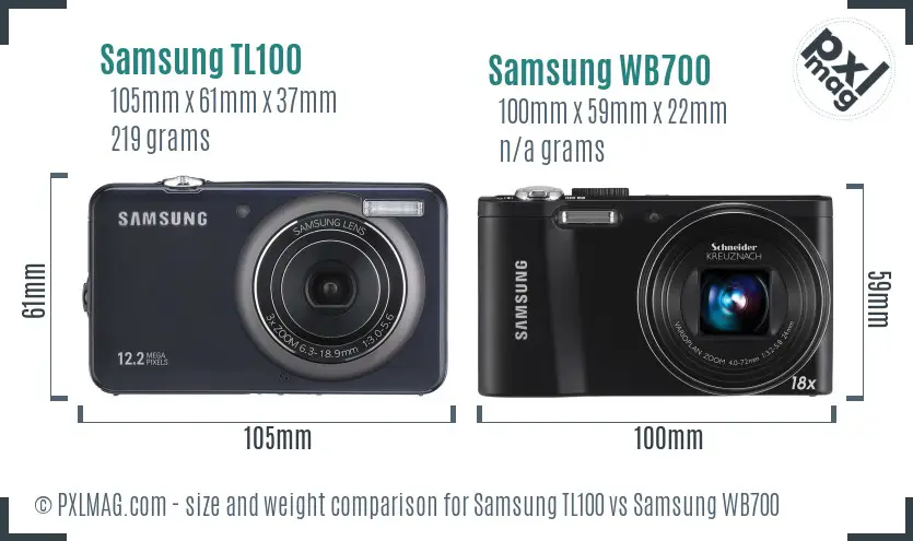 Samsung TL100 vs Samsung WB700 size comparison