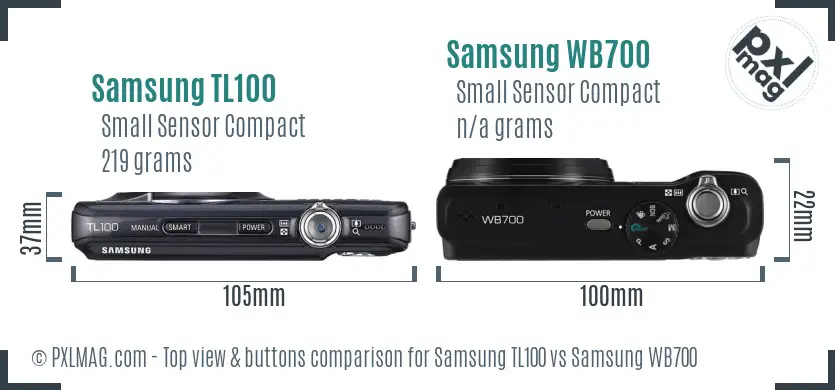 Samsung TL100 vs Samsung WB700 top view buttons comparison