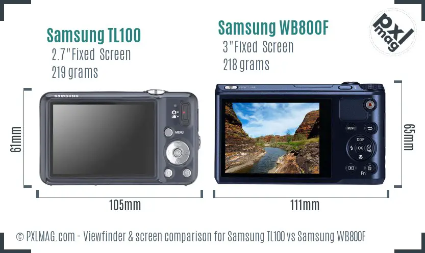 Samsung TL100 vs Samsung WB800F Screen and Viewfinder comparison