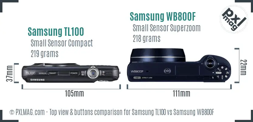 Samsung TL100 vs Samsung WB800F top view buttons comparison