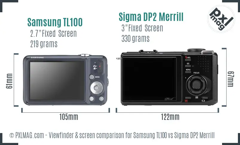 Samsung TL100 vs Sigma DP2 Merrill Screen and Viewfinder comparison