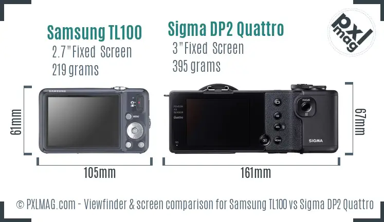 Samsung TL100 vs Sigma DP2 Quattro Screen and Viewfinder comparison