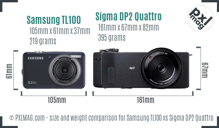 Samsung TL100 vs Sigma DP2 Quattro size comparison