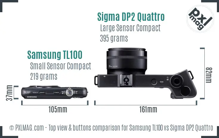 Samsung TL100 vs Sigma DP2 Quattro top view buttons comparison