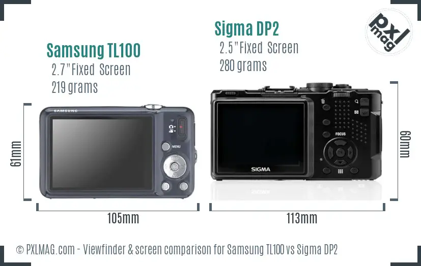 Samsung TL100 vs Sigma DP2 Screen and Viewfinder comparison