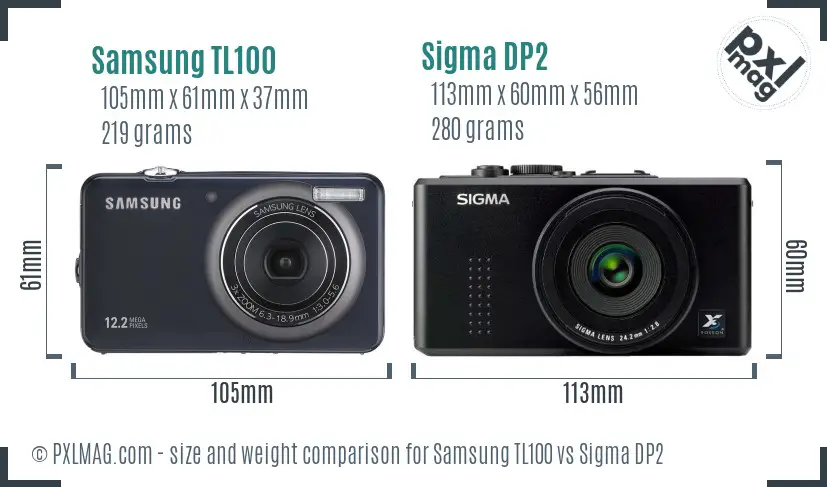 Samsung TL100 vs Sigma DP2 size comparison