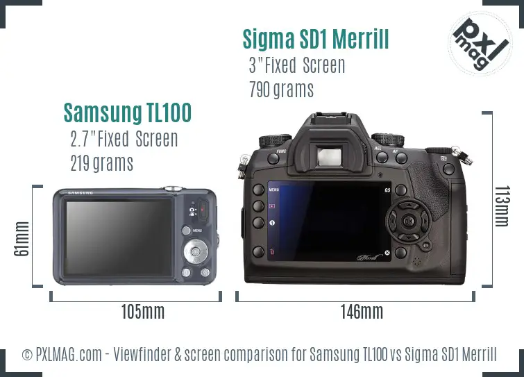 Samsung TL100 vs Sigma SD1 Merrill Screen and Viewfinder comparison