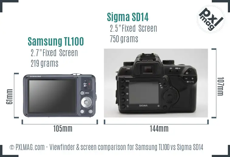 Samsung TL100 vs Sigma SD14 Screen and Viewfinder comparison