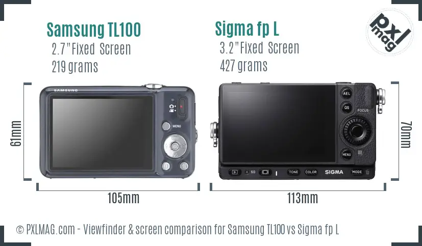 Samsung TL100 vs Sigma fp L Screen and Viewfinder comparison