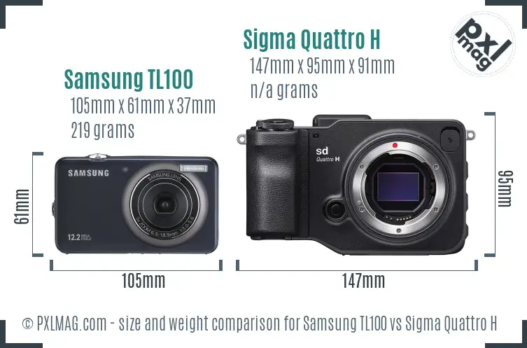 Samsung TL100 vs Sigma Quattro H size comparison