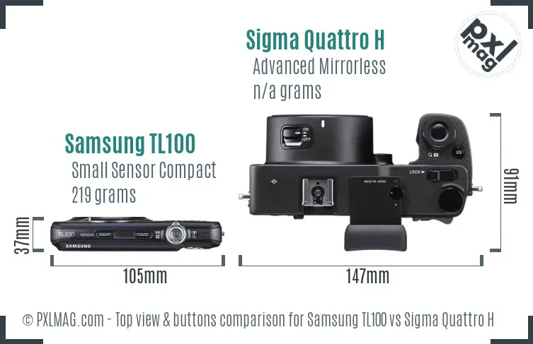 Samsung TL100 vs Sigma Quattro H top view buttons comparison