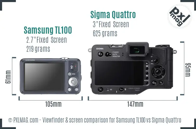 Samsung TL100 vs Sigma Quattro Screen and Viewfinder comparison