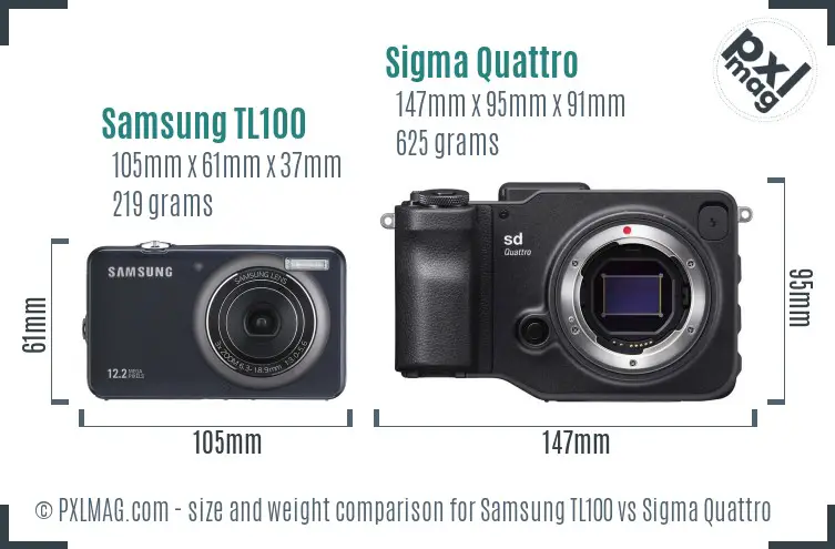 Samsung TL100 vs Sigma Quattro size comparison