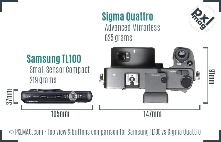 Samsung TL100 vs Sigma Quattro top view buttons comparison