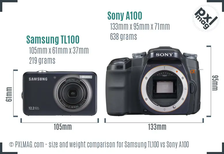 Samsung TL100 vs Sony A100 size comparison