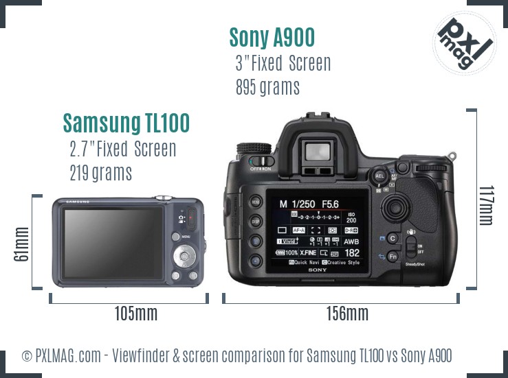 Samsung TL100 vs Sony A900 Screen and Viewfinder comparison