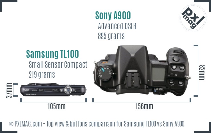 Samsung TL100 vs Sony A900 top view buttons comparison