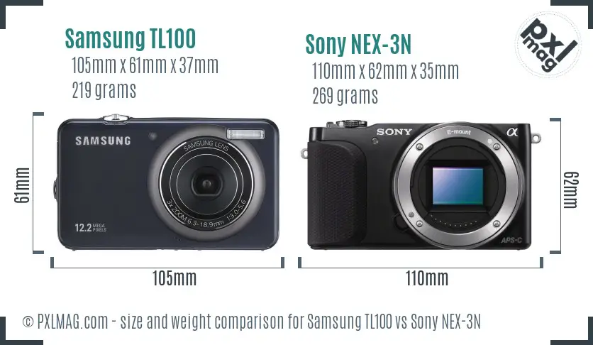 Samsung TL100 vs Sony NEX-3N size comparison