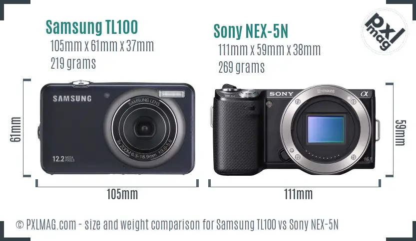 Samsung TL100 vs Sony NEX-5N size comparison