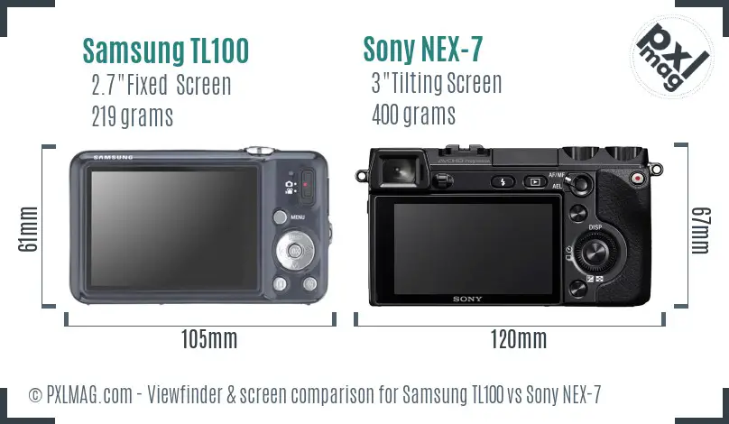 Samsung TL100 vs Sony NEX-7 Screen and Viewfinder comparison Samsung TL100 vs Sony NEX-7 Screen and Viewfinder comparison