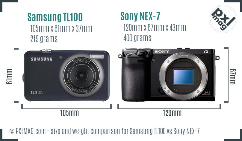 Samsung TL100 vs Sony NEX-7 size comparison Samsung TL100 vs Sony NEX-7 size comparison