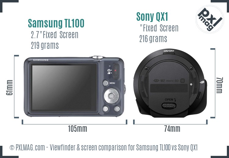 Samsung TL100 vs Sony QX1 Screen and Viewfinder comparison