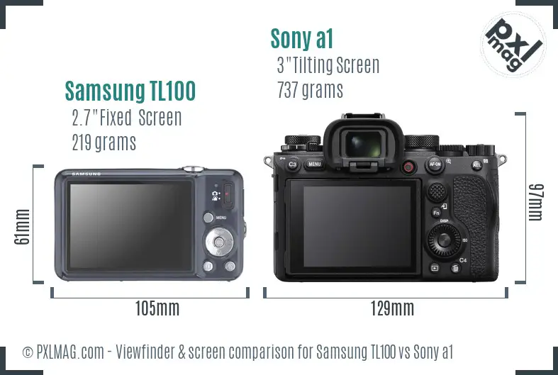 Samsung TL100 vs Sony a1 Screen and Viewfinder comparison