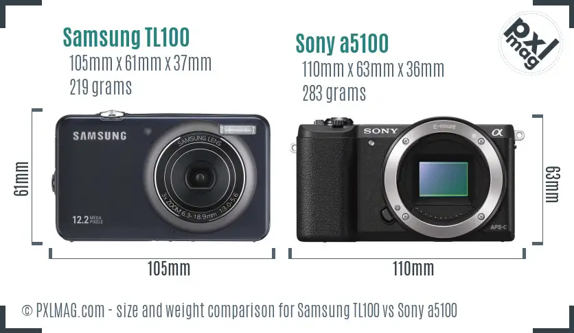 Samsung TL100 vs Sony a5100 size comparison