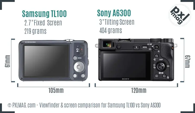 Samsung TL100 vs Sony A6300 Screen and Viewfinder comparison